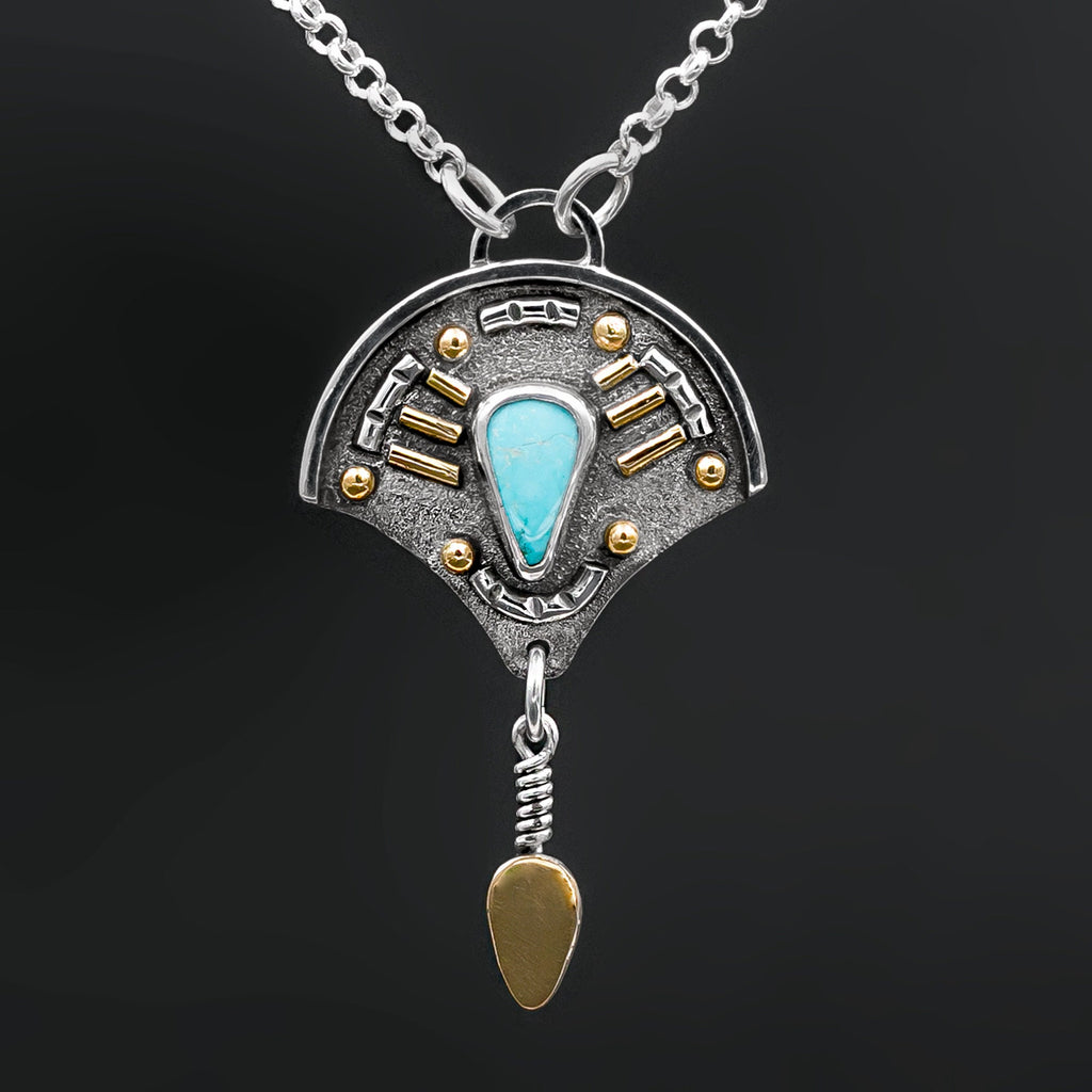 Sleeping Beauty Turquoise & 18K Gold Sterling Silver Necklace