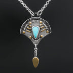 Sleeping Beauty Turquoise & 18K Gold Sterling Silver Necklace