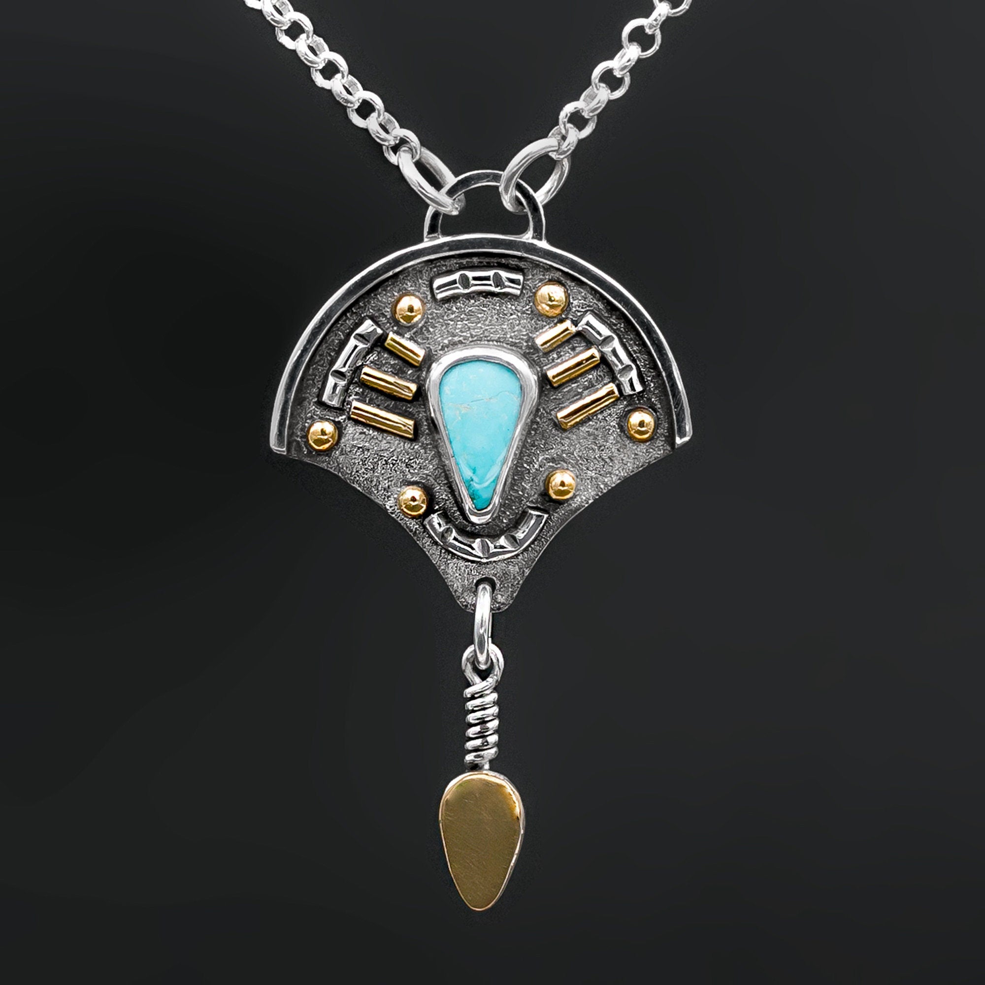 Sleeping Beauty Turquoise & 18K Gold Sterling Silver Necklace
