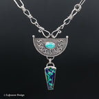 Azurite-Malachite & Turquoise Sterling Silver Necklace