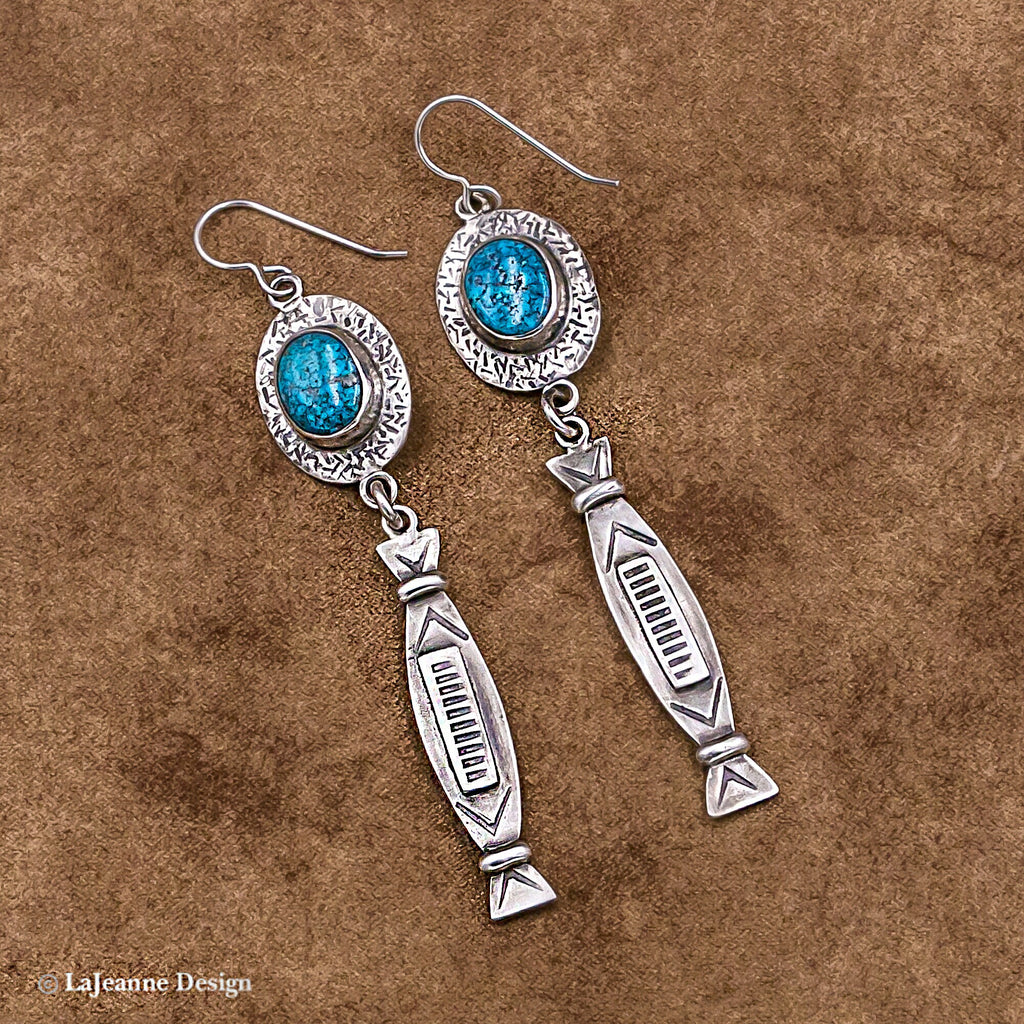 Sonoran Blue Jay Turquoise Sterling Silver Earrings