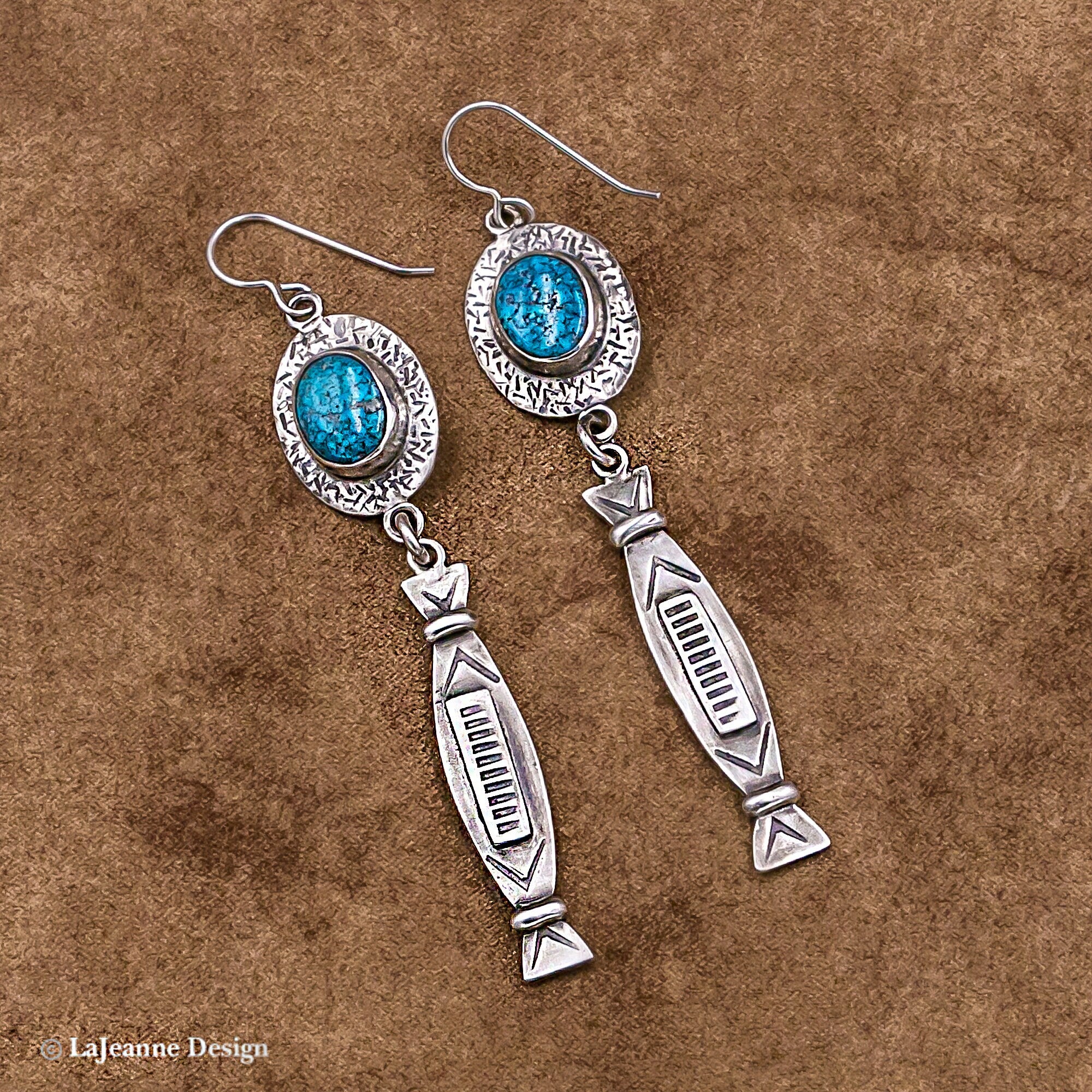 Sonoran Blue Jay Turquoise Sterling Silver Earrings