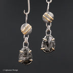 Black Rutilated Quartz 18K Gold & Sterling Silver Earrings