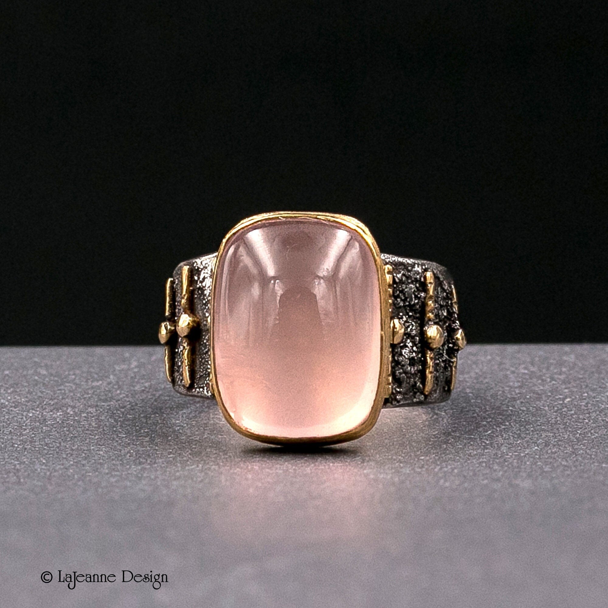 Size 8.75 - Rose Quartz 22K Gold & Sterling Silver Ring