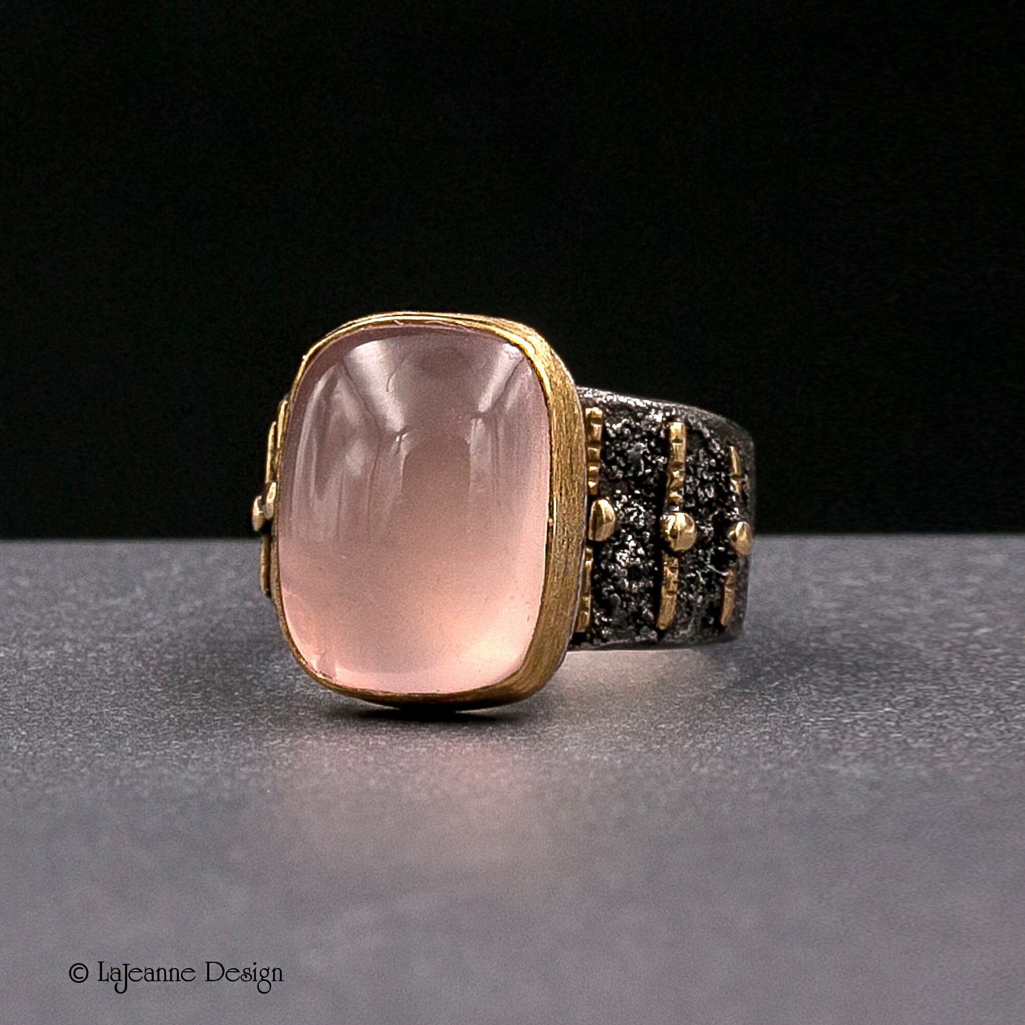 Size 8.75 - Rose Quartz 22K Gold & Sterling Silver Ring