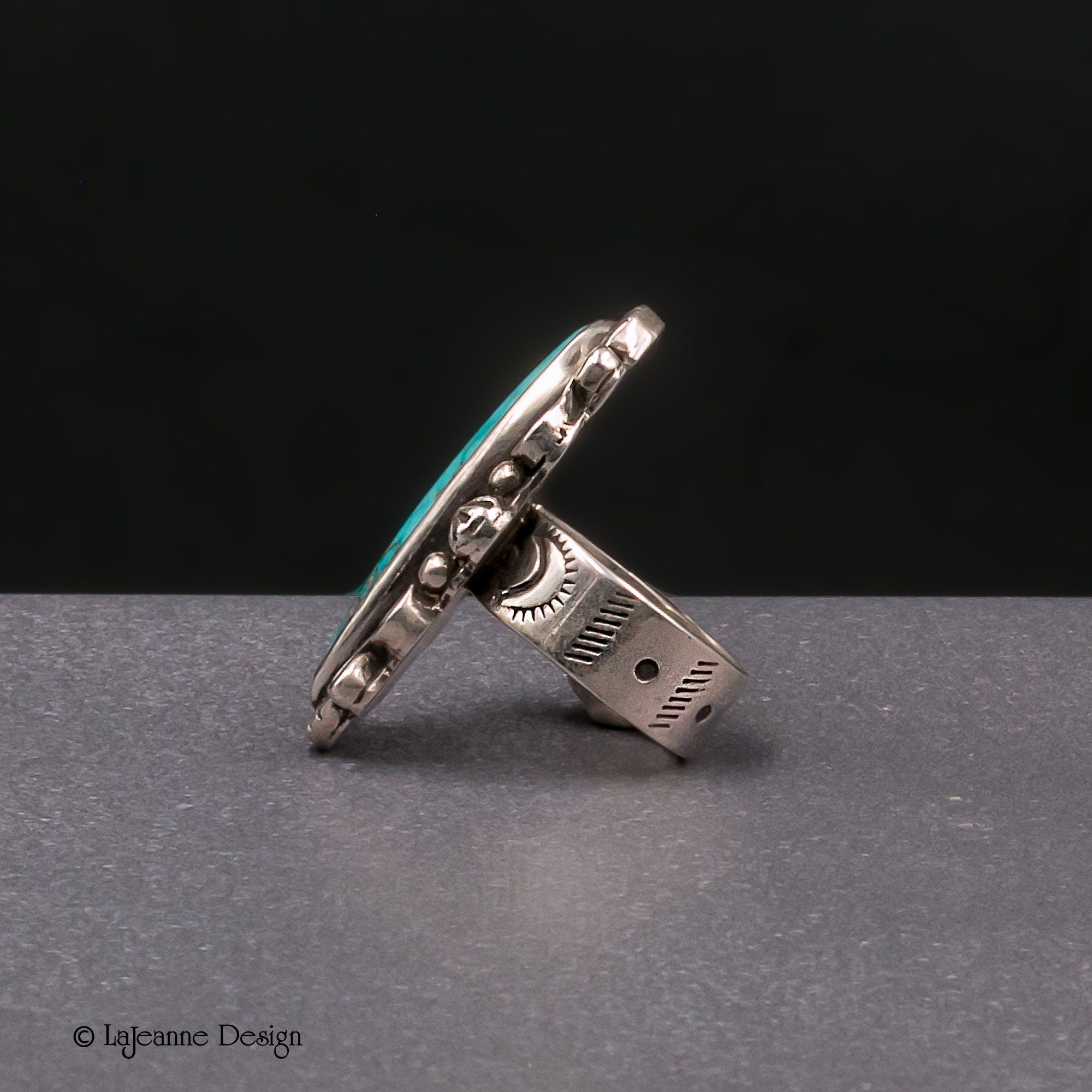 Size 5.5 - Kingman Water Web Turquoise Sterling Silver Ring
