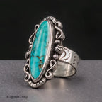 Size 5.5 - Kingman Water Web Turquoise Sterling Silver Ring