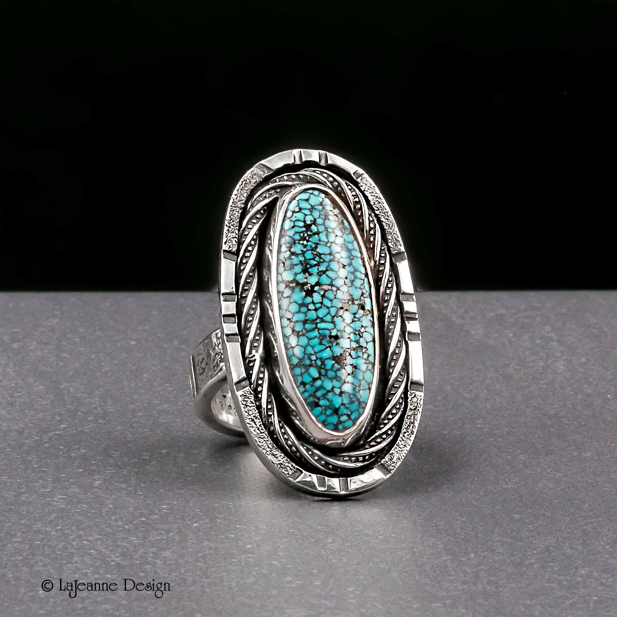 Size 8- Kingman Turquoise Sterling Silver Ring | Southwest Style