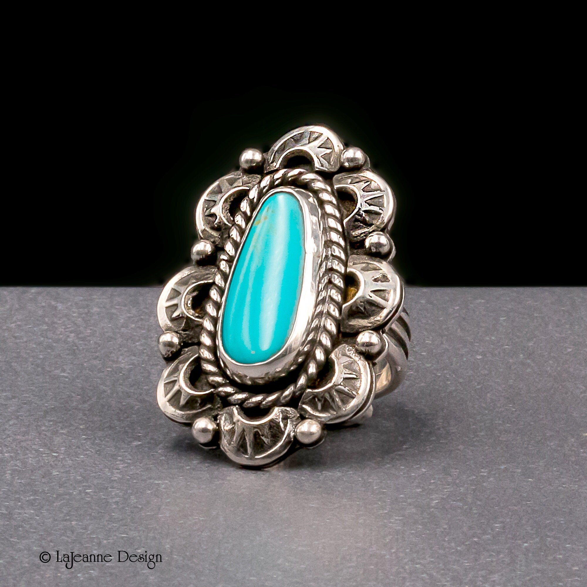 Size 7.5 - King’s Manassa Turquoise Sterling Silver Ring