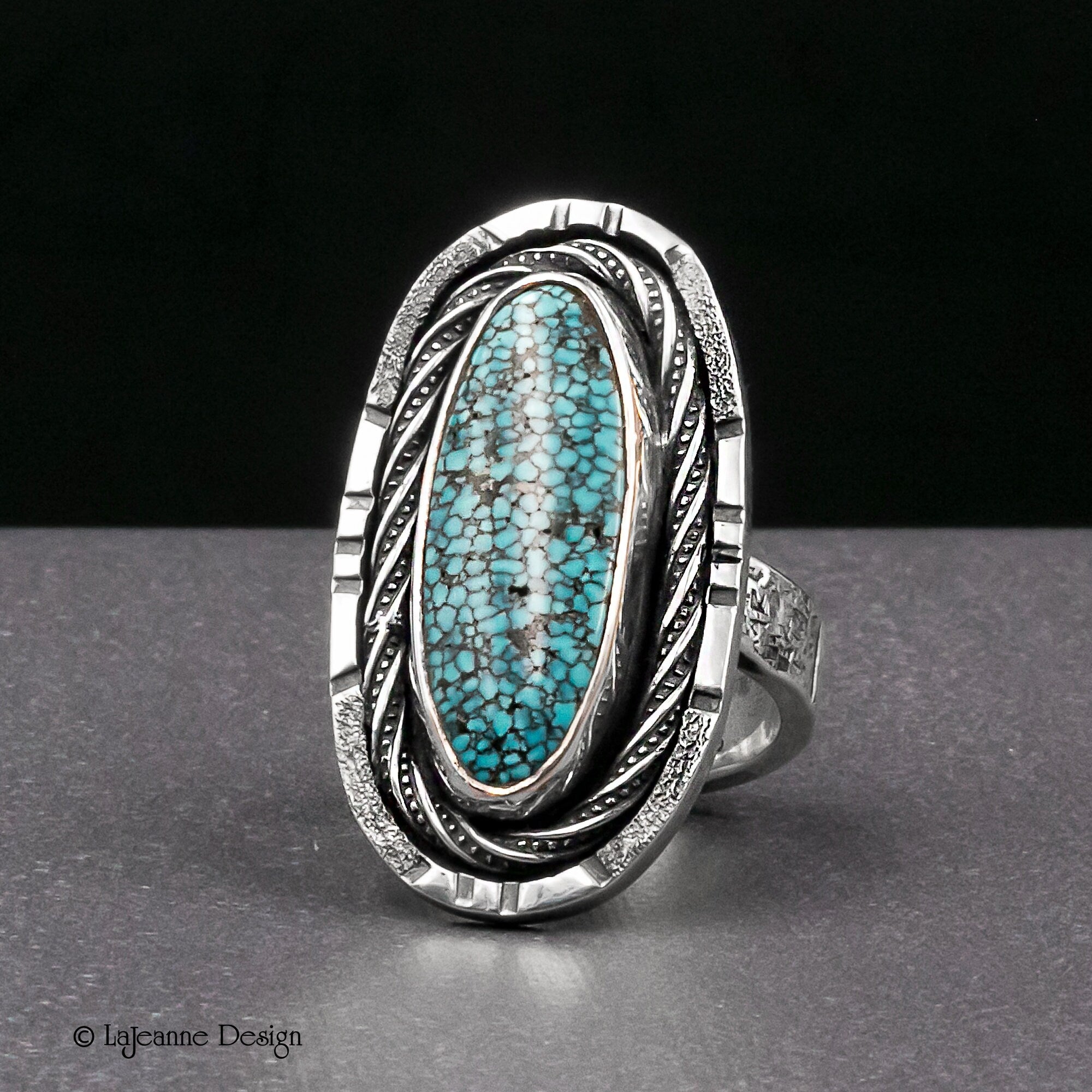 Size 8- Kingman Turquoise Sterling Silver Ring | Southwest Style