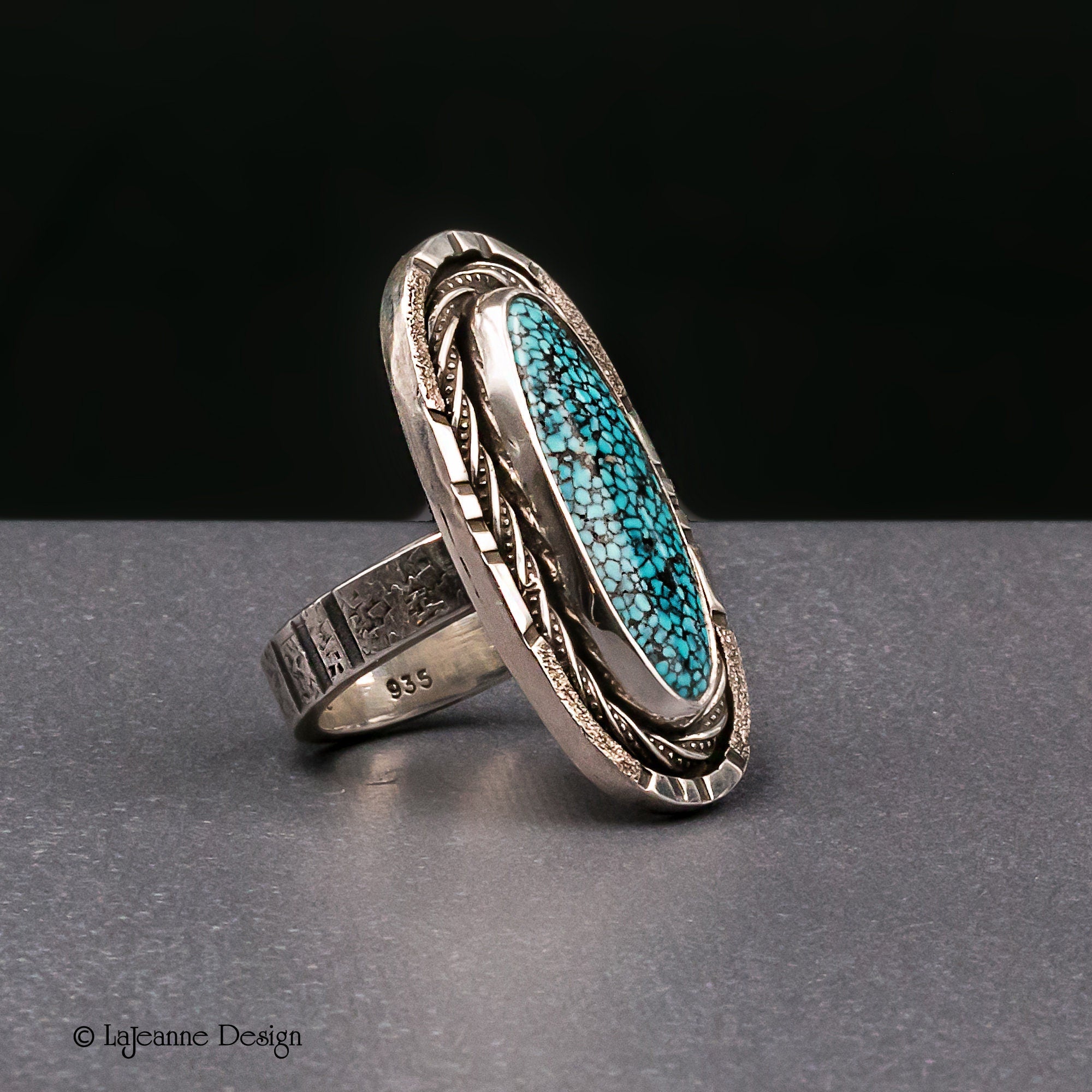 Size 8- Kingman Turquoise Sterling Silver Ring | Southwest Style