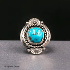Size 6.75 - Kingman Turquoise Sterling Silver Statement Ring