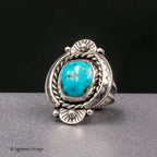 Size 6.75 - Kingman Turquoise Sterling Silver Statement Ring