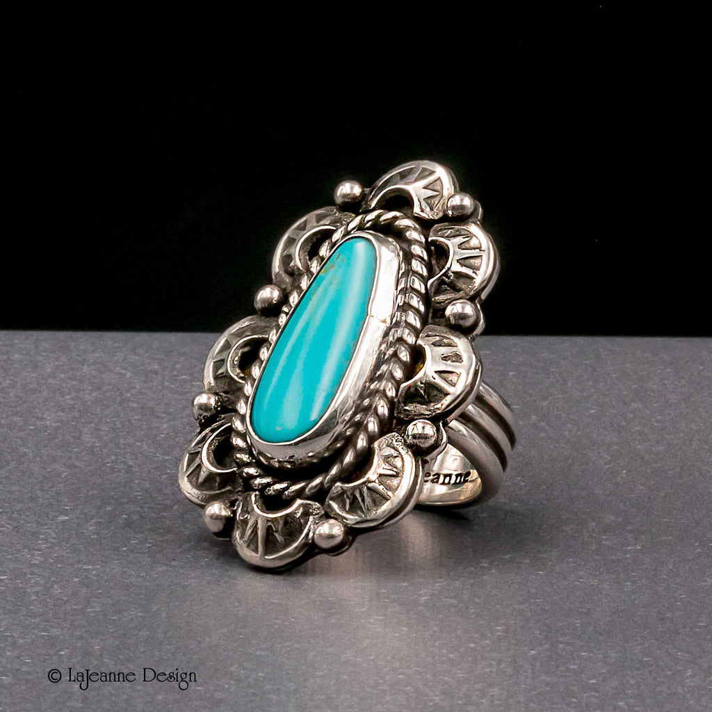Size 7.5 - King’s Manassa Turquoise Sterling Silver Ring