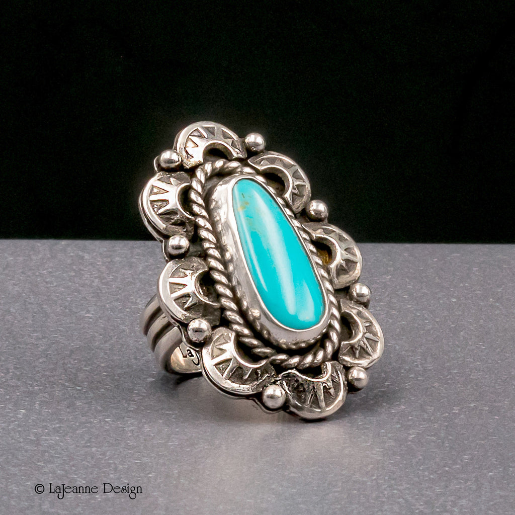 Size 7.5 - King’s Manassa Turquoise Sterling Silver Ring