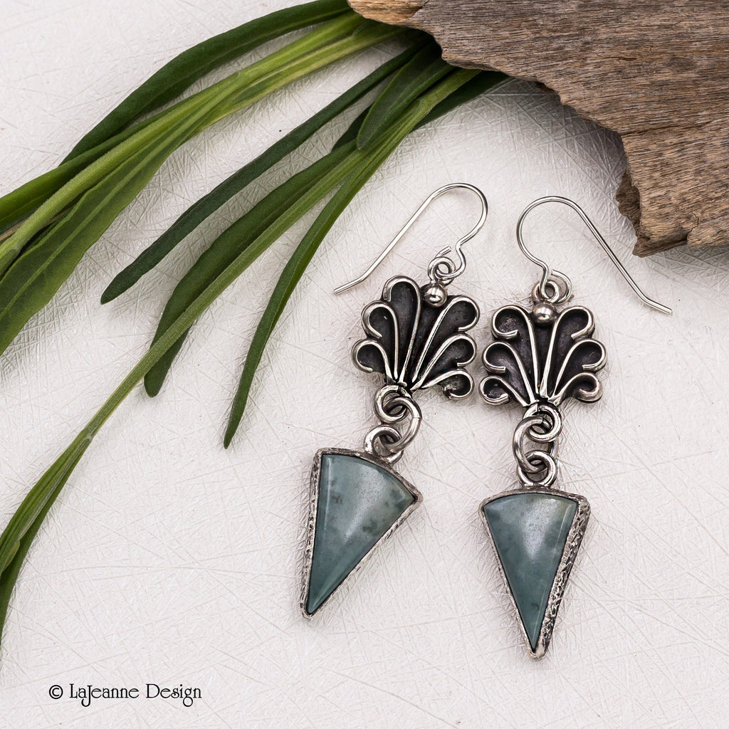 Green Jade Sterling Silver Earrings