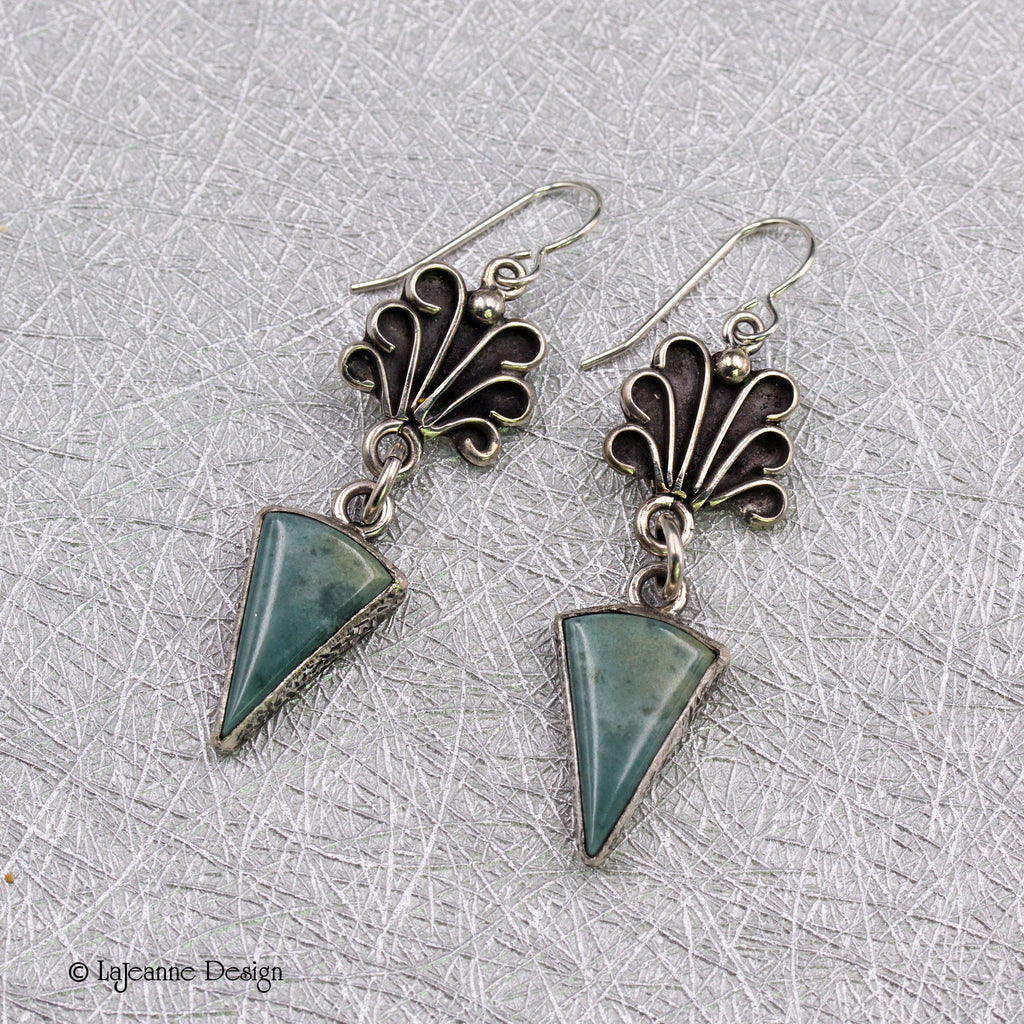 Green Jade Sterling Silver Earrings