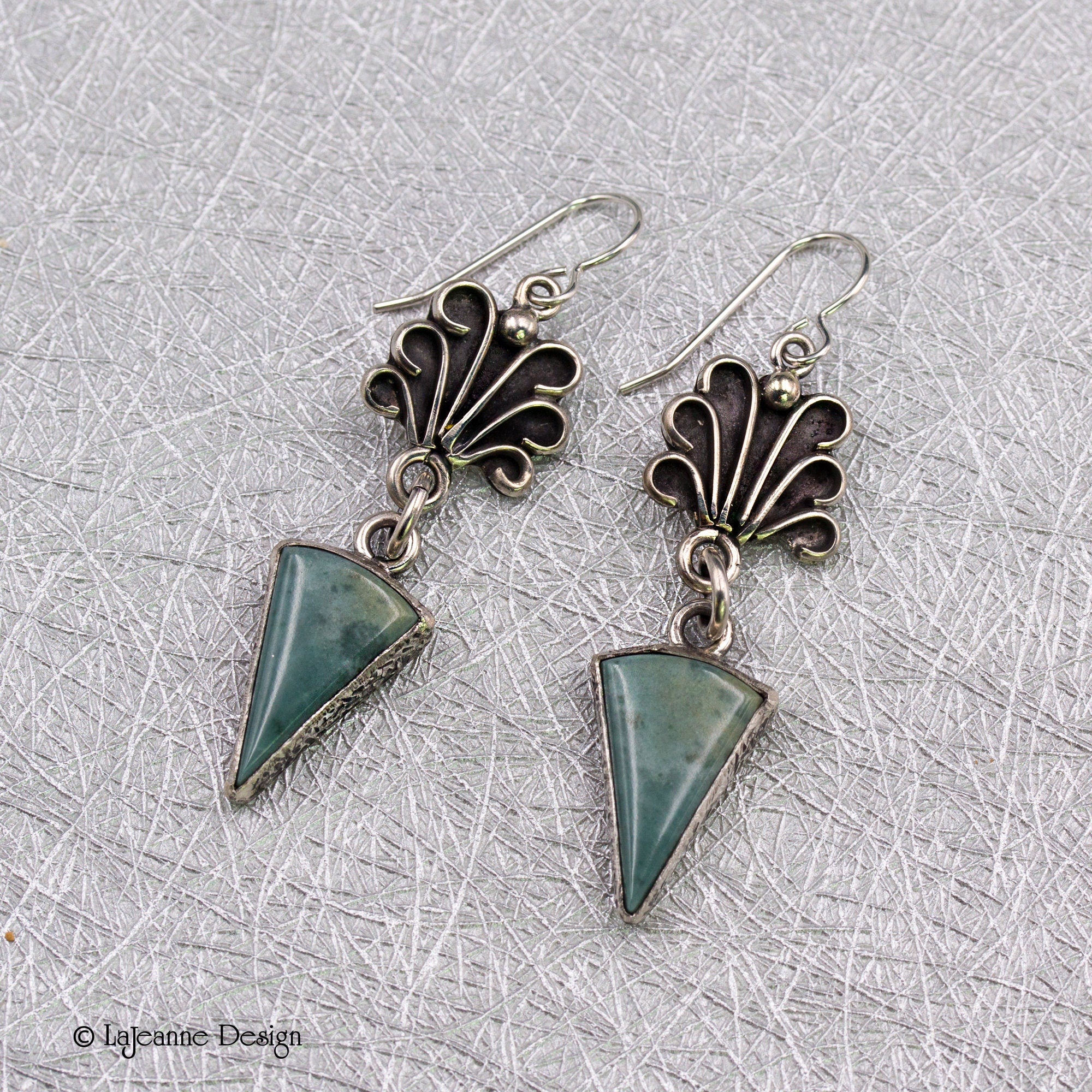 Green Jade Sterling Silver Earrings