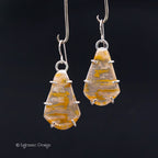 Yellow Moss Opalized Wood Sterling Silver Earrings