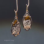 Narmada River Agate, 18K Gold Sterling Silver Earrings