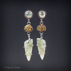 Opalized Petrified Wood, Chrysoprase & 24K Gold Sterling Silver Earrings