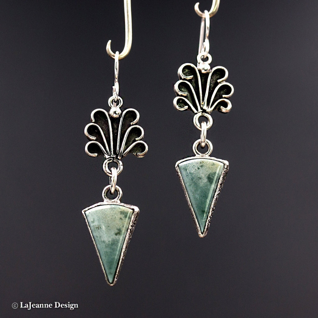 Green Jade Sterling Silver Earrings
