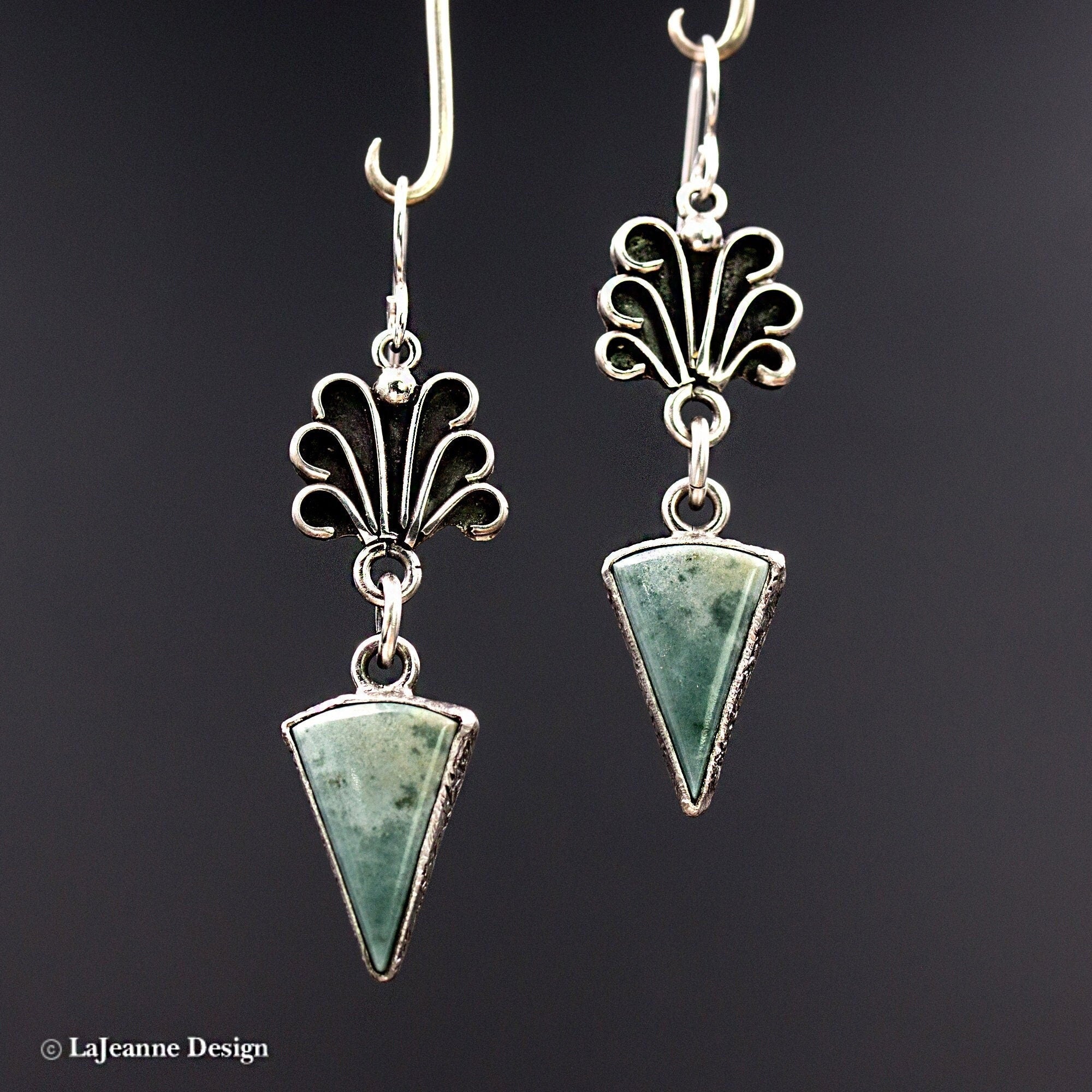 Green Jade Sterling Silver Earrings