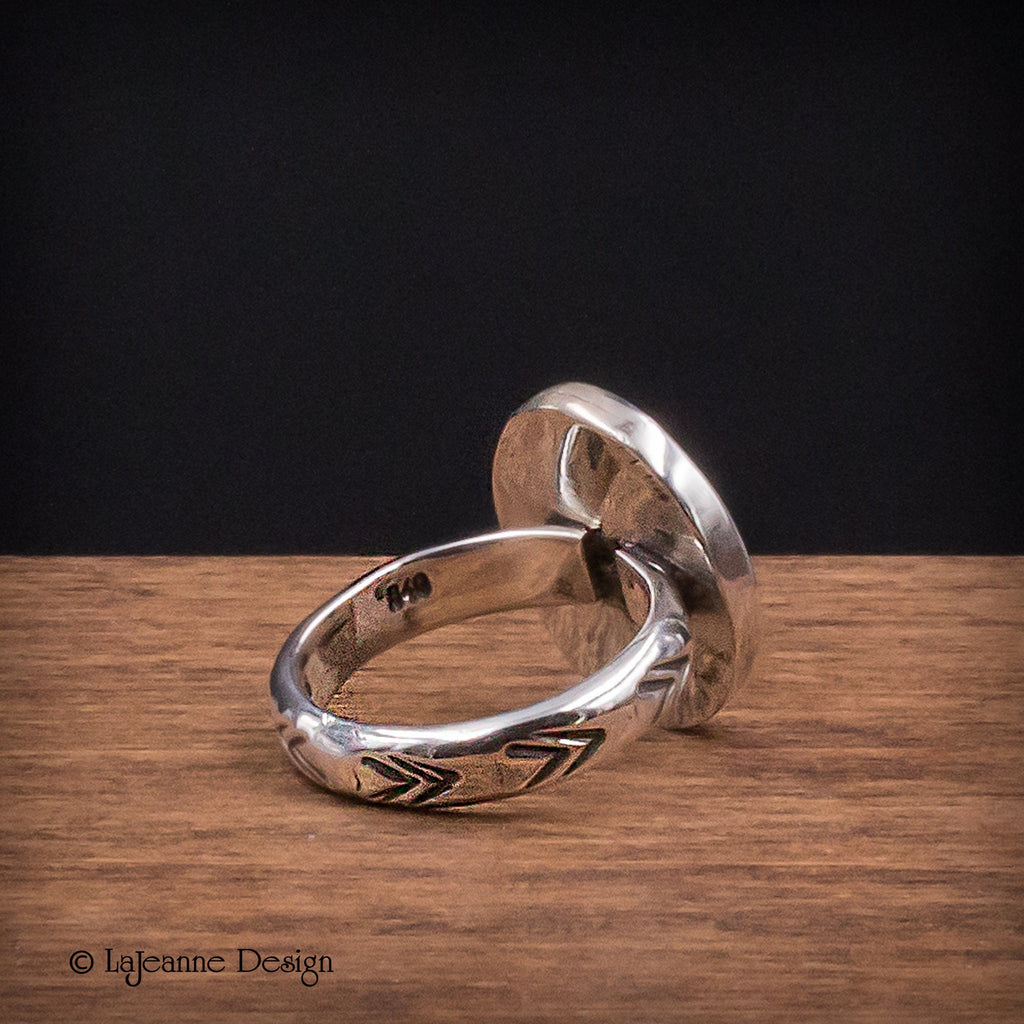 Size 6 - Dendritic Agate Sterling Silver Ring