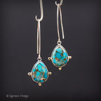 Spiny Copper Turquoise & 18K Gold Sterling Silver Earrings