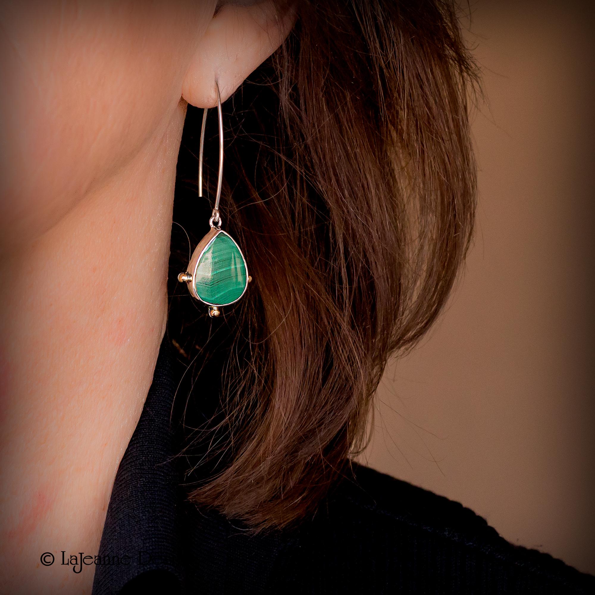 Malachite 18K Gold Sterling Silver Earrings