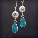 Spiny Copper Turquoise &amp; Sky Blue Topaz Sterling Silver Earrings