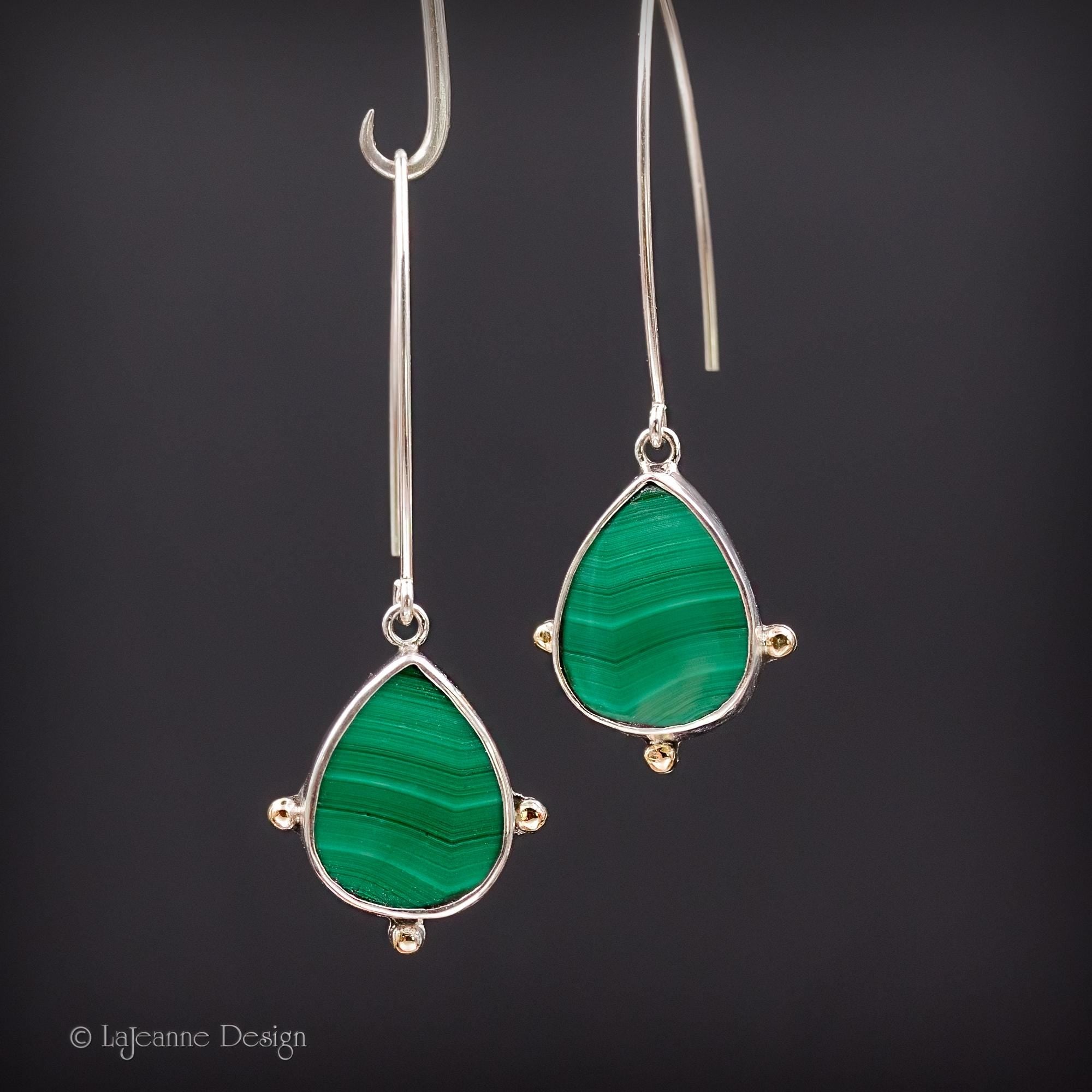 Malachite 18K Gold Sterling Silver Earrings