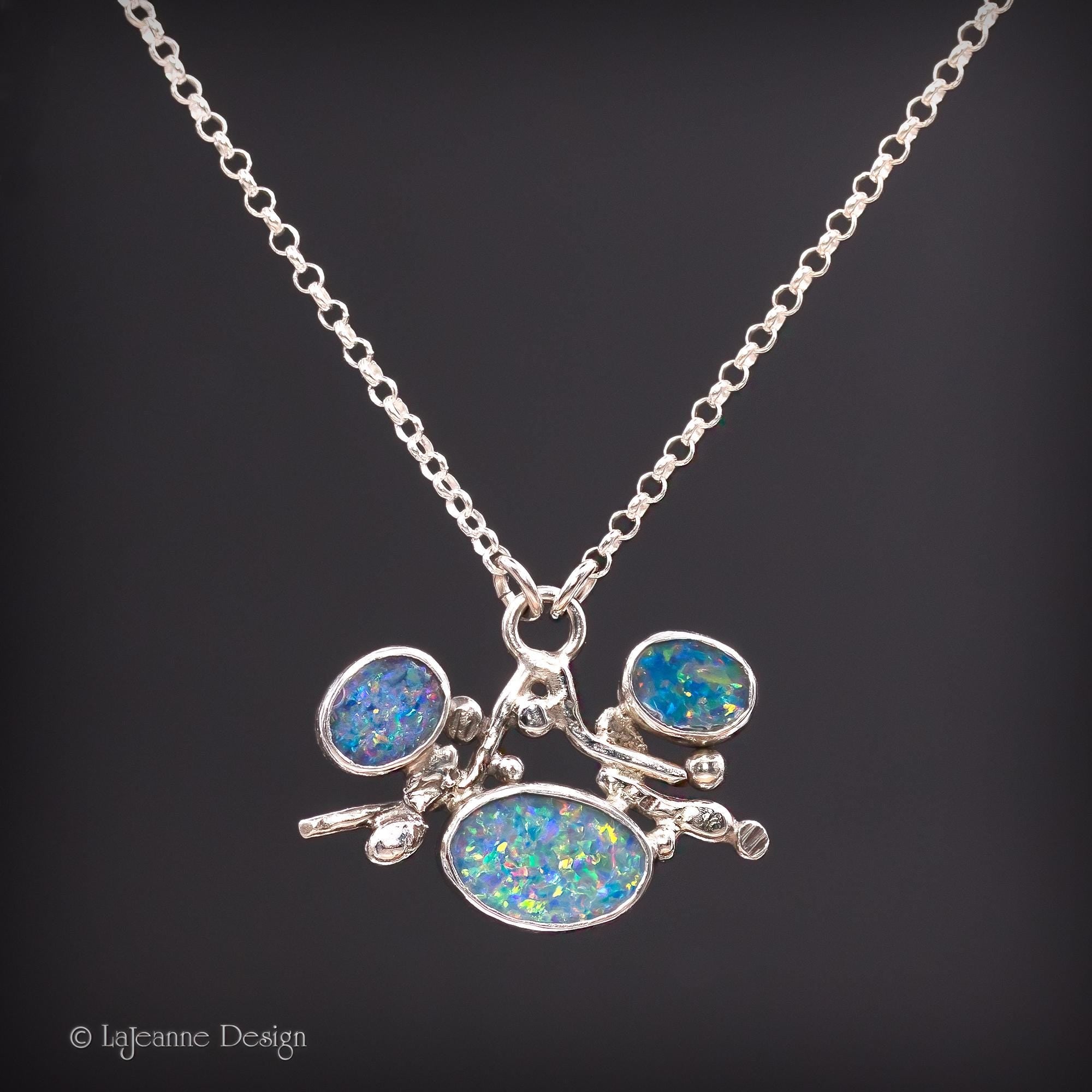 Australian Boulder Opal Sterling Silver Necklace