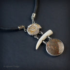 Fossilized Palm Root, Bone & Fossil Shell Necklace
