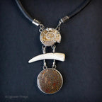 Fossilized Palm Root, Bone & Fossil Shell Necklace