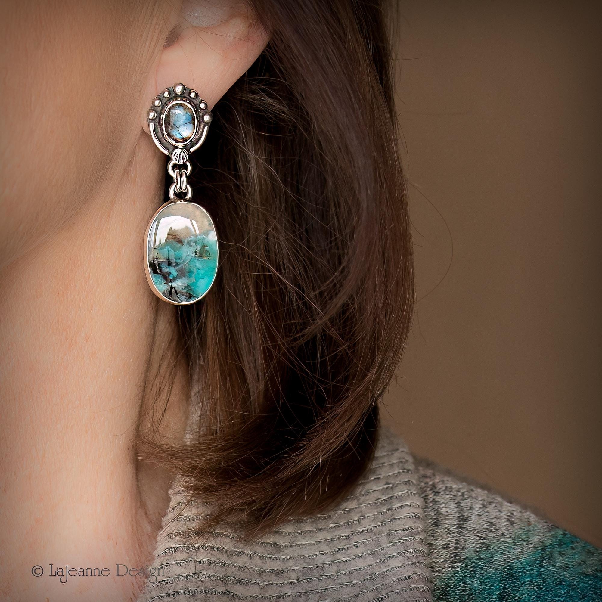 Opalized Wood Sterling Silver Earrings