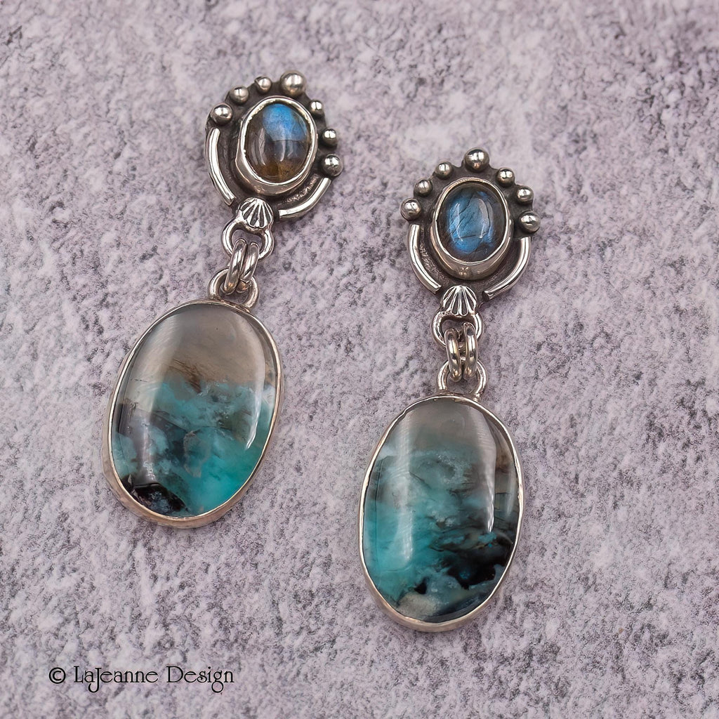 Opalized Wood Sterling Silver Earrings