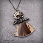 Montana Agate & Pyritized Ammonite Sterling Silver Necklace
