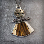 Montana Agate & Pyritized Ammonite Sterling Silver Necklace