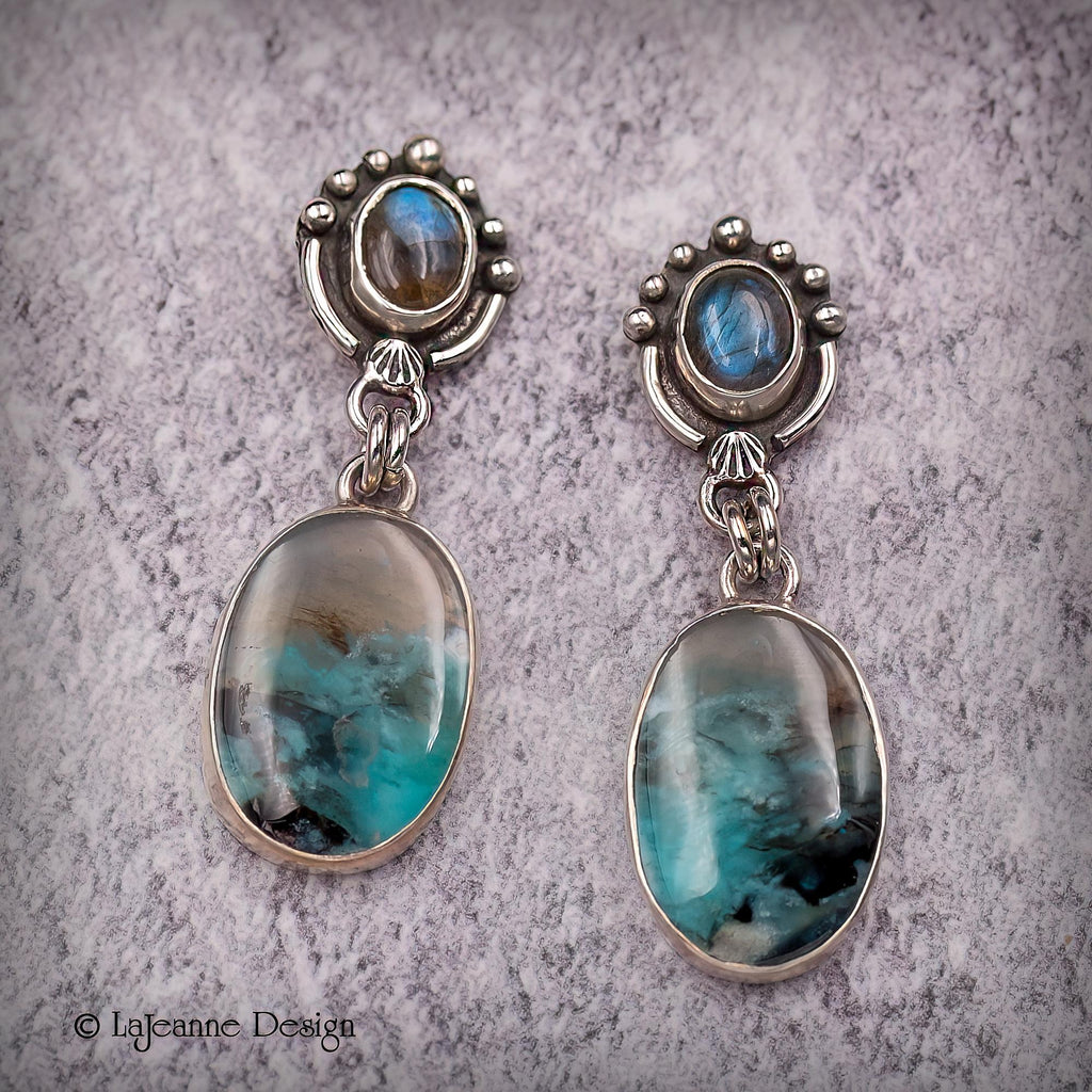 Opalized Wood Sterling Silver Earrings