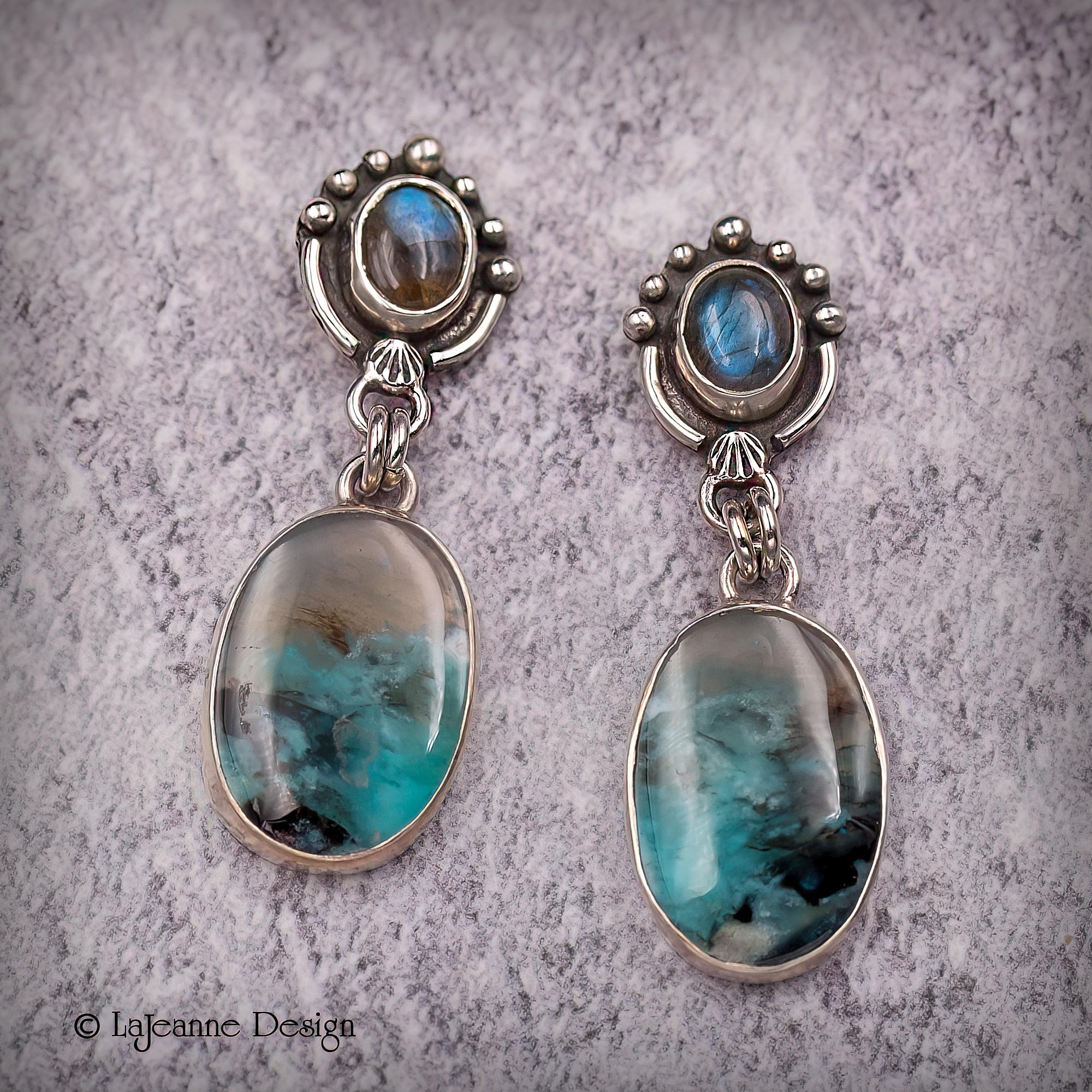 Opalized Wood Sterling Silver Earrings