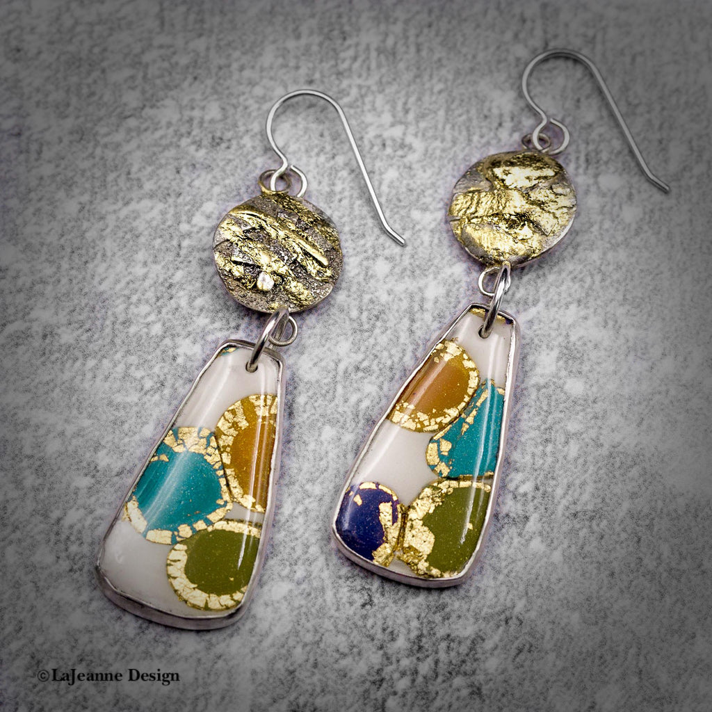 Polymer Clay, 24K Gold & Sterling Silver Earrings