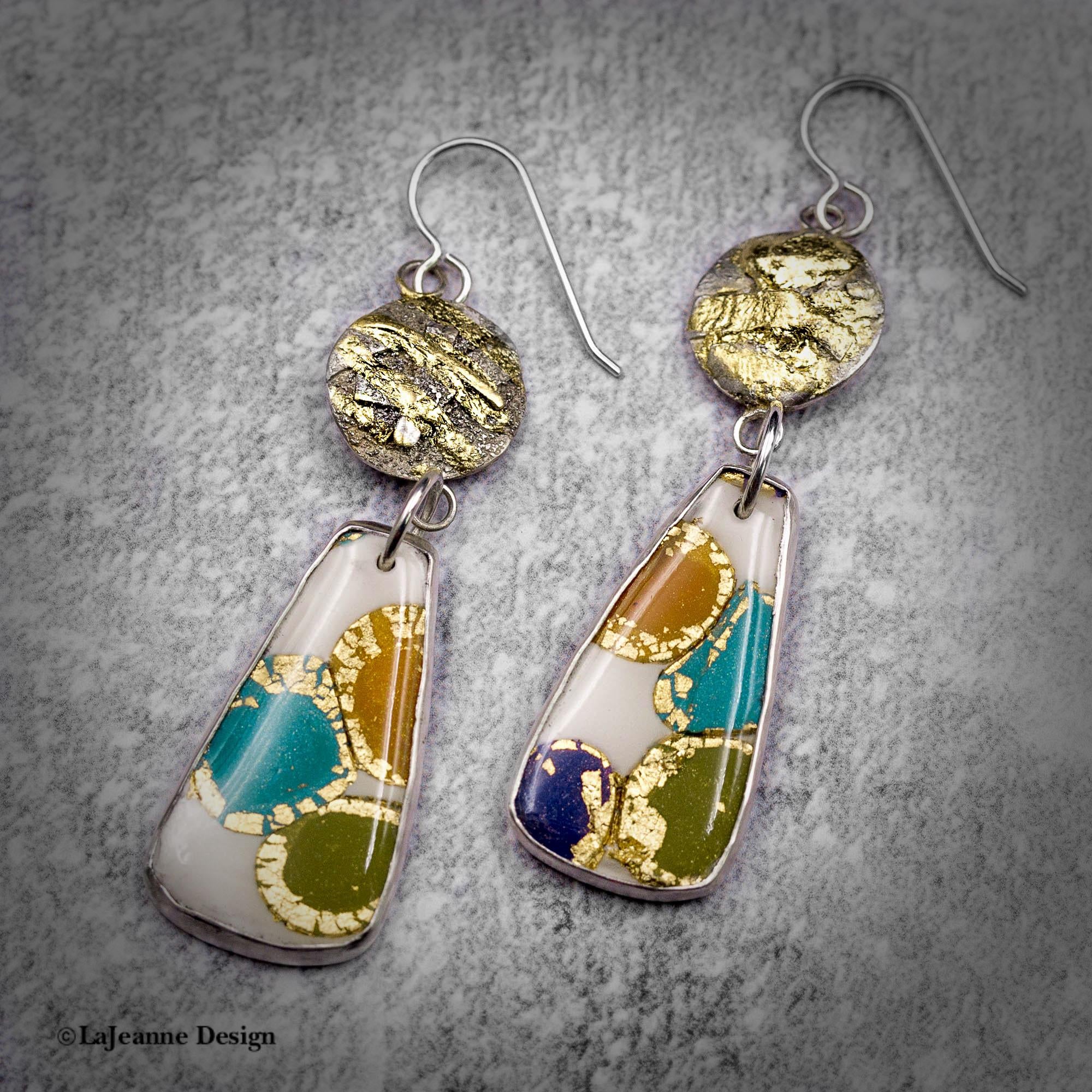 Polymer Clay, 24K Gold & Sterling Silver Earrings