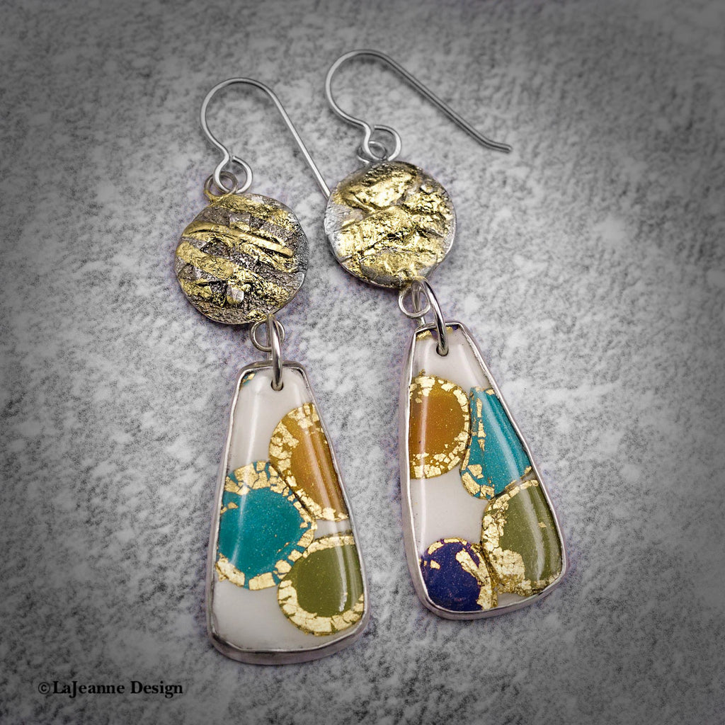 Polymer Clay, 24K Gold & Sterling Silver Earrings
