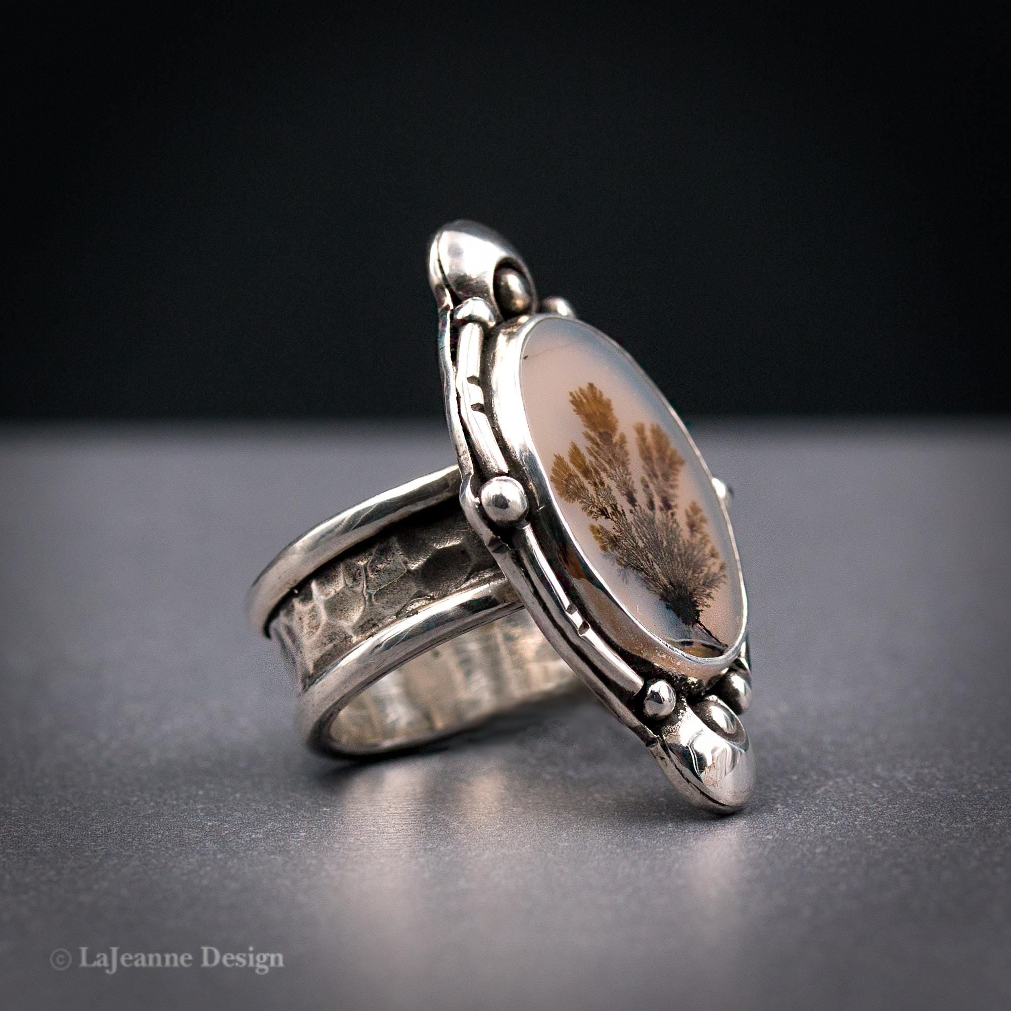 Size 6 - Dendritic Agate Sterling Silver Ring