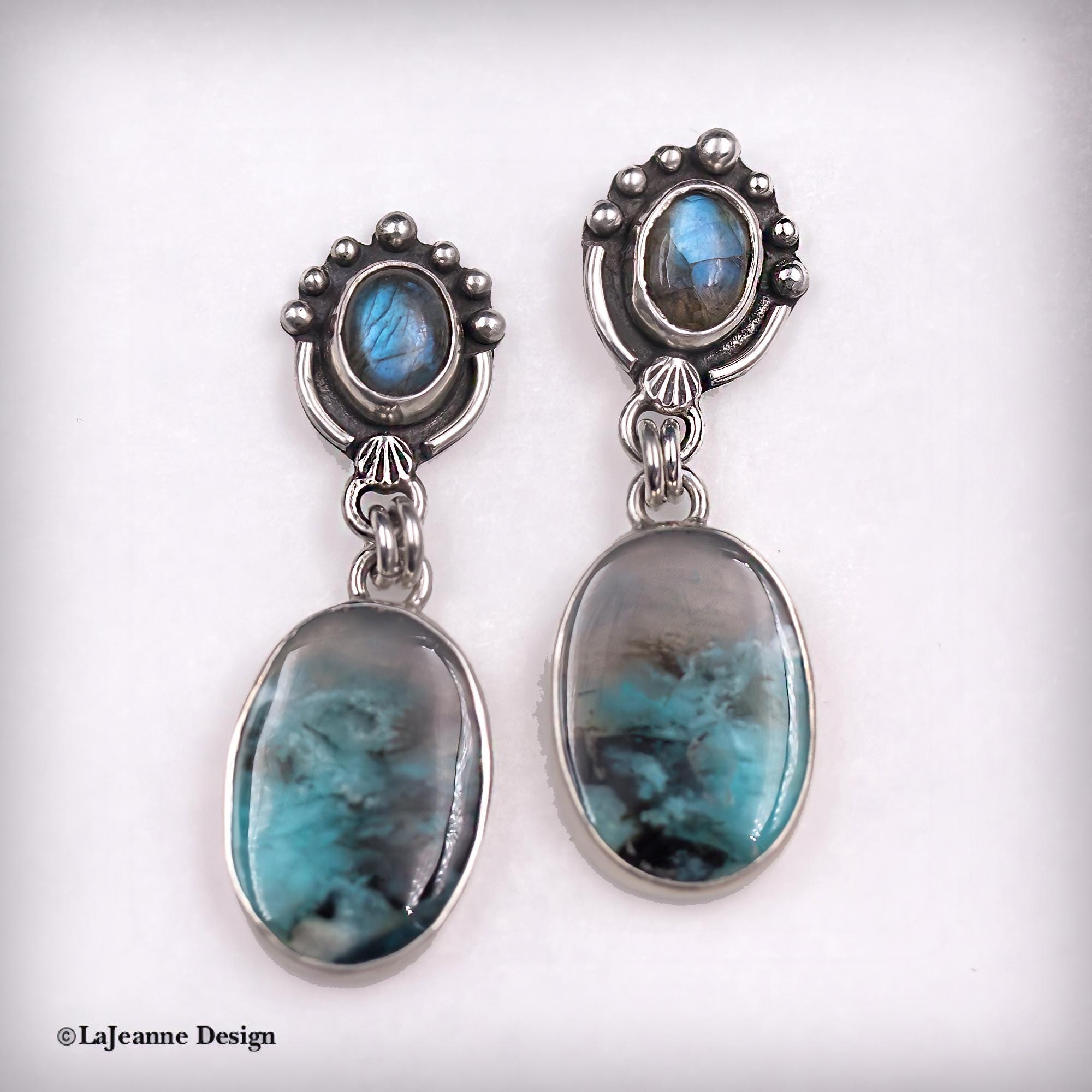 Opalized Wood Sterling Silver Earrings