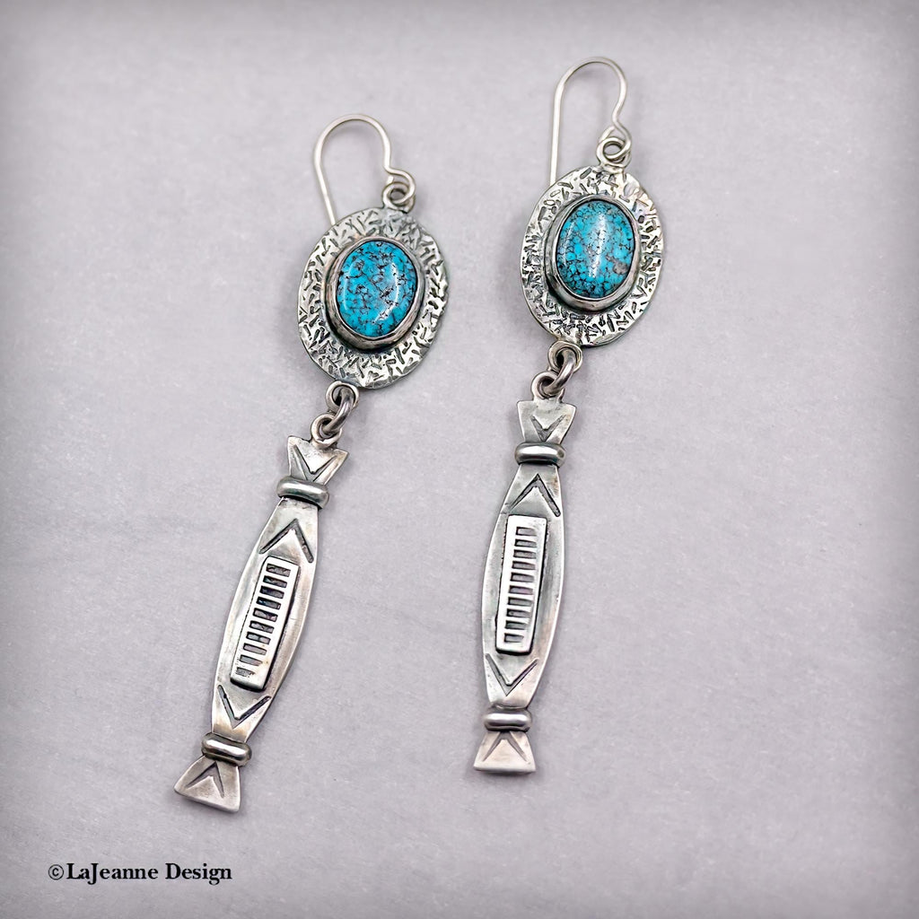 Sonoran Blue Jay Turquoise Sterling Silver Earrings