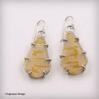 Yellow Moss Opalized Wood Sterling Silver Earrings