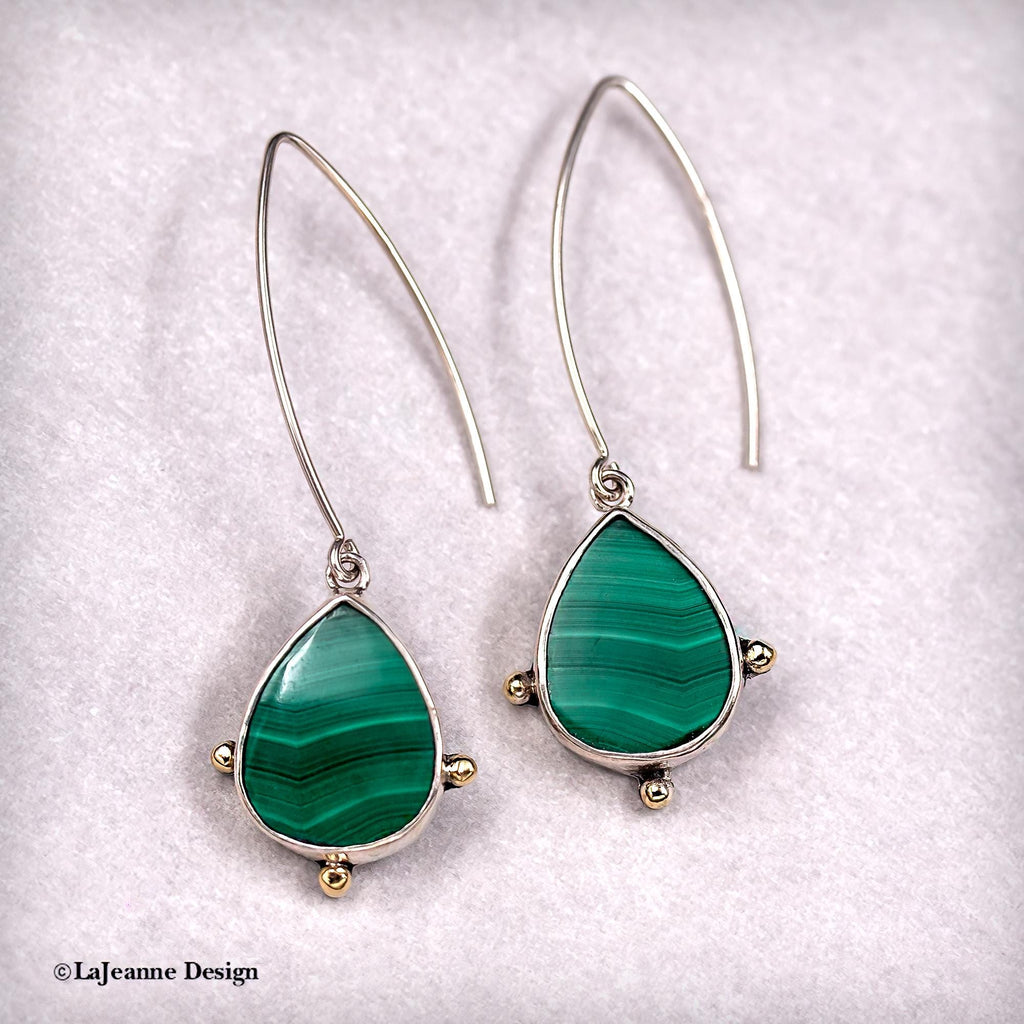 Malachite 18K Gold Sterling Silver Earrings