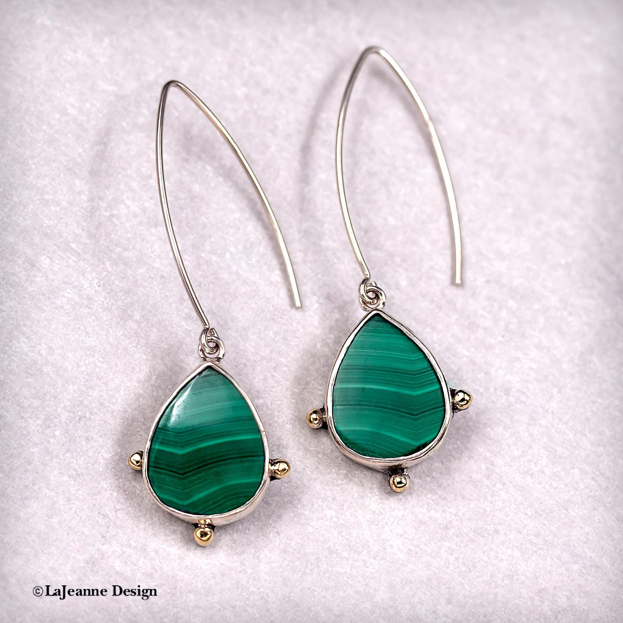 Malachite 18K Gold Sterling Silver Earrings